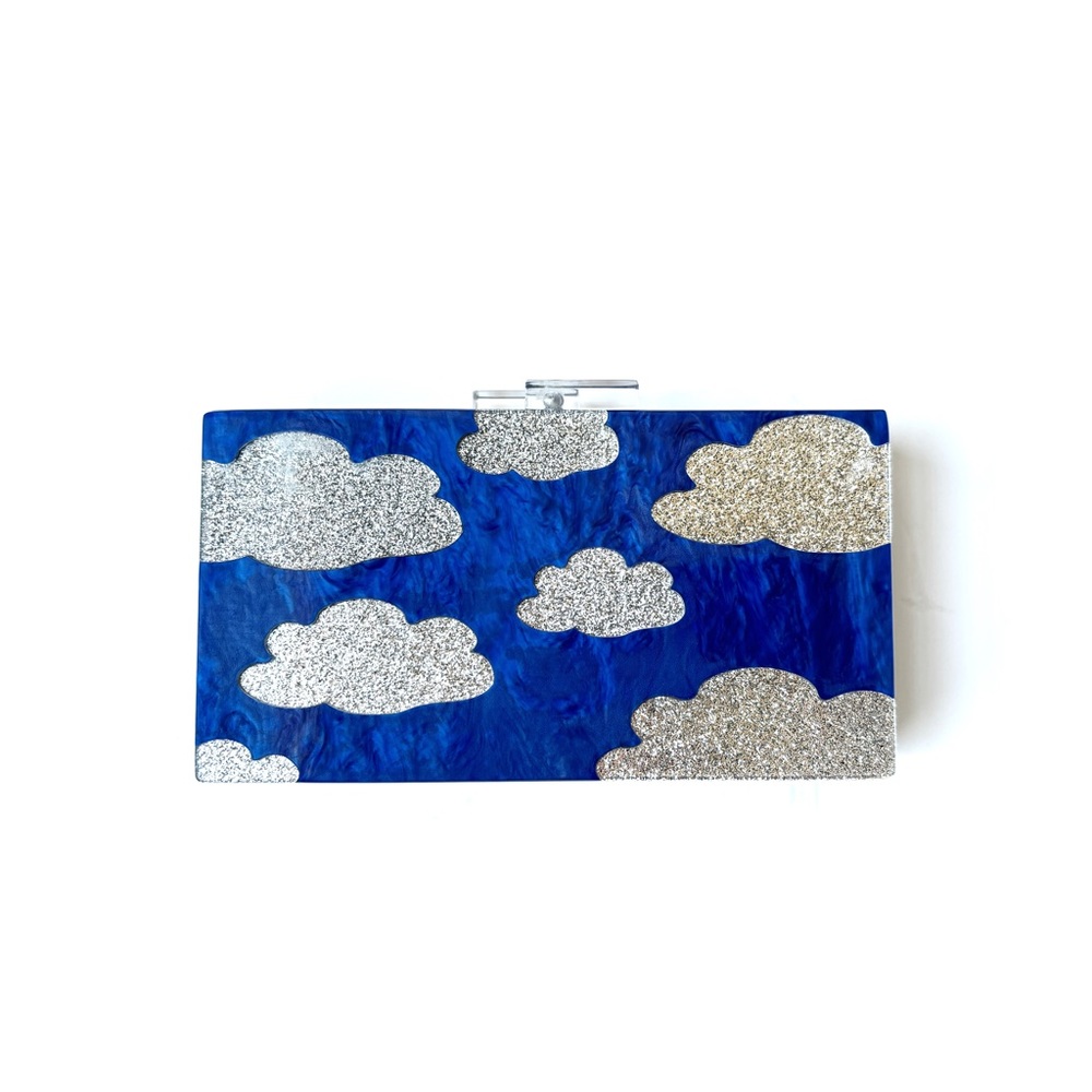 Blue cloud acrylic clutch